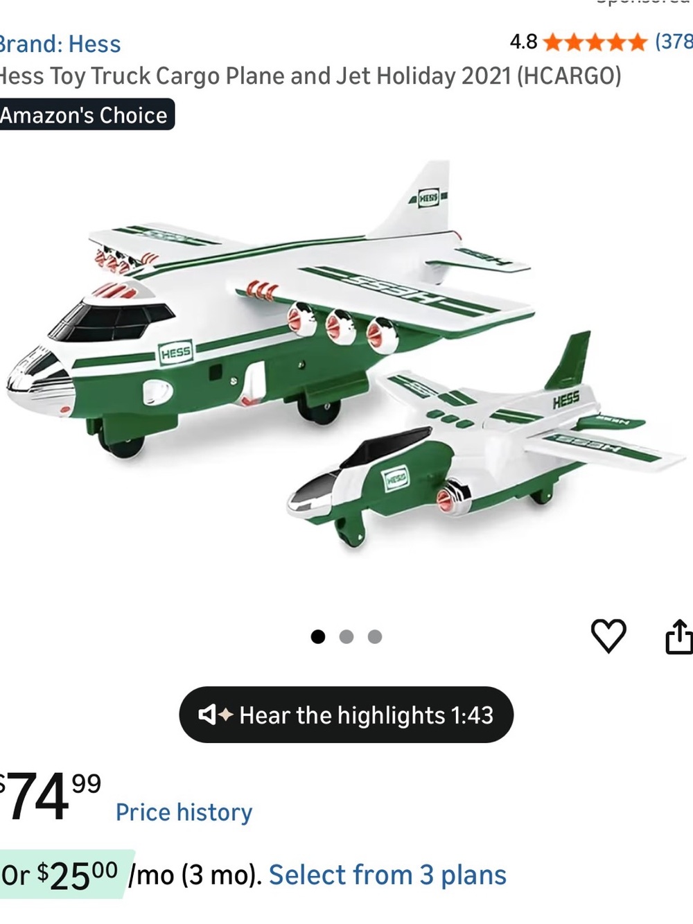HESS 2021 Cargo Plane and Jet - BRAND NEW - Picture 4 of 4